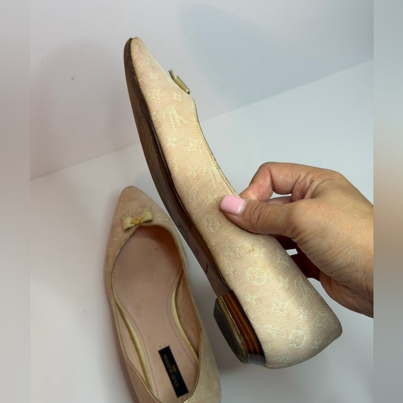 Louis Vuitton Mini Lin Ballet Flats Light Pink Size 36.5 - Picture 11 of 12
